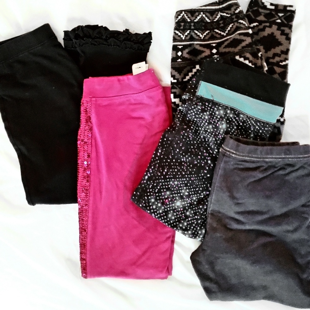 (5) Girls Size 6-8 leggings bundle